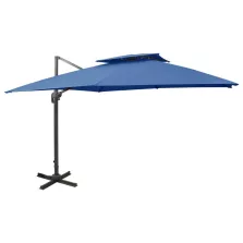   vidaXL azúrkék dupla tetejű konzolos napernyő 300 x 300 cm