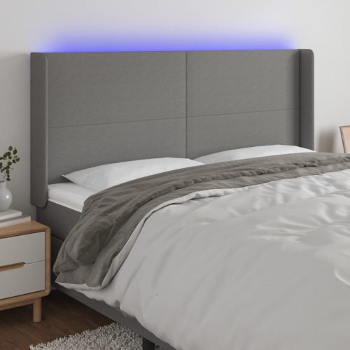 vidaXL sötétszürke szövet LED-es fejtámla 183x16x118/128 cm