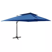   vidaXL azúrkék dupla tetejű konzolos napernyő 400 x 300 cm
