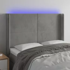   vidaXL világosszürke bársony LED-es fejtámla 147x16x118/128 cm