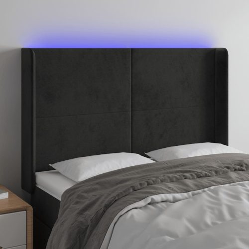 vidaXL fekete bársony LED-es fejtámla 147x16x118/128 cm