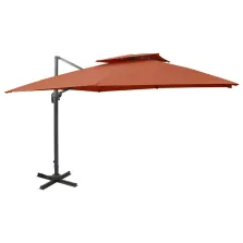   vidaXL terrakotta dupla tetejű konzolos napernyő 300 x 300 cm