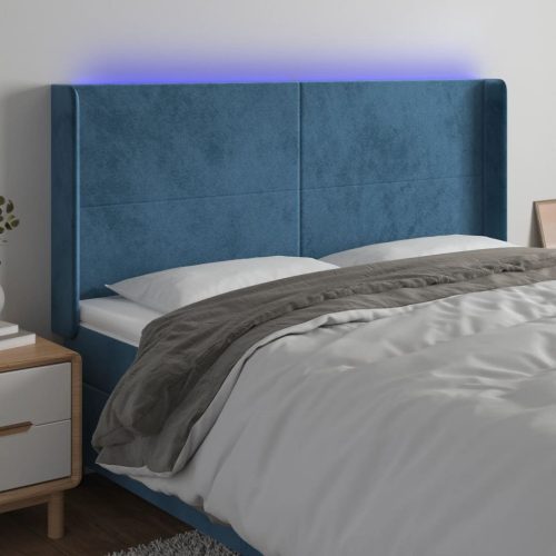 vidaXL sötétkék bársony LED-es fejtámla 183x16x118/128 cm