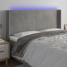  vidaXL világosszürke bársony LED-es fejtámla 203x16x118/128 cm