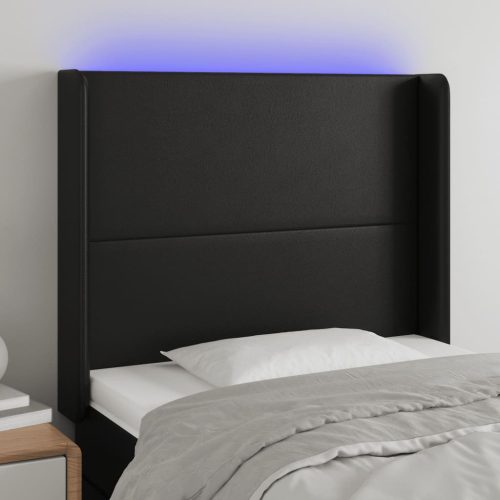 vidaXL fekete műbőr LED-es fejtámla 93x16x118/128 cm