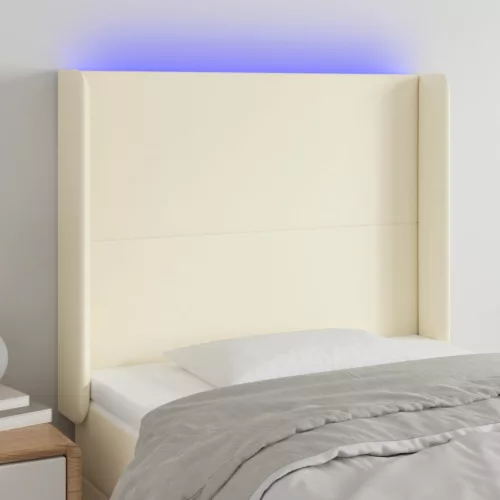 vidaXL krémszínű műbőr LED-es fejtámla 93x16x118/128 cm