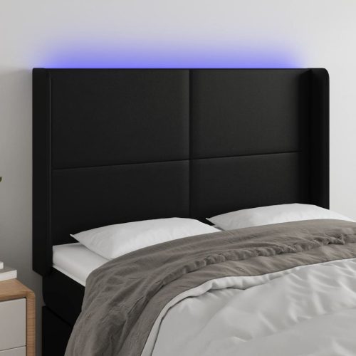 vidaXL fekete műbőr LED-es fejtámla 147x16x118/128 cm