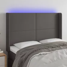 vidaXL szürke műbőr LED-es fejtámla 147x16x118/128 cm