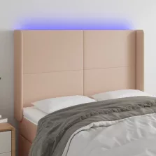 vidaXL cappuccino műbőr LED-es fejtámla 147x16x118/128 cm