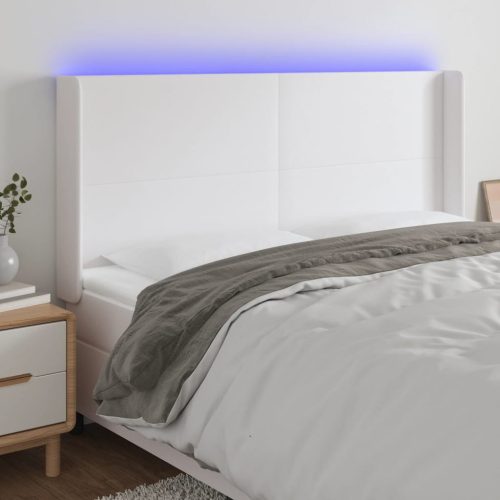 vidaXL fehér műbőr LED-es fejtámla 163x16x118/128 cm