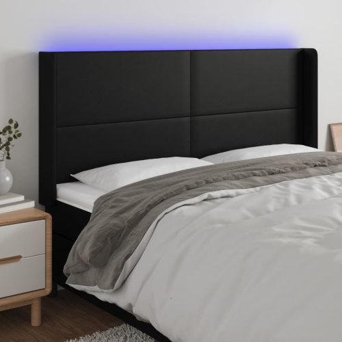 vidaXL fekete műbőr LED-es fejtámla 203x16x118/128 cm