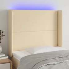   vidaXL krémszínű szövet LED-es fejtámla 93x16x118/128 cm