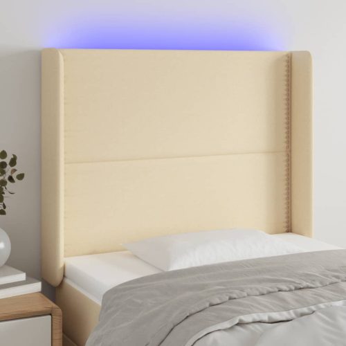 vidaXL krémszínű szövet LED-es fejtámla 93x16x118/128 cm