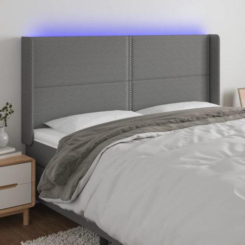 vidaXL sötétszürke szövet LED-es fejtámla 163x16x118/128 cm