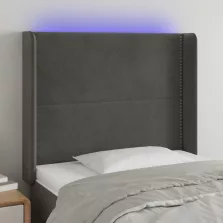   vidaXL sötétszürke bársony LED-es fejtámla 83x16x118/128 cm