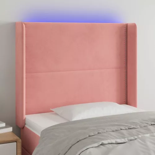 vidaXL rózsaszín bársony LED-es fejtámla 83x16x118/128 cm