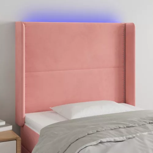 vidaXL rózsaszín bársony LED-es fejtámla 93x16x118/128 cm