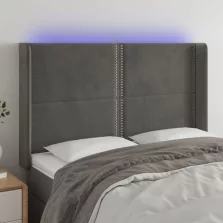   vidaXL sötétszürke bársony LED-es fejtámla 147x16x118/128 cm
