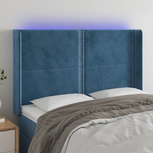 vidaXL sötétkék bársony LED-es fejtámla 147x16x118/128 cm