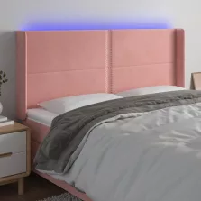   vidaXL rózsaszín bársony LED-es fejtámla 163x16x118/128 cm