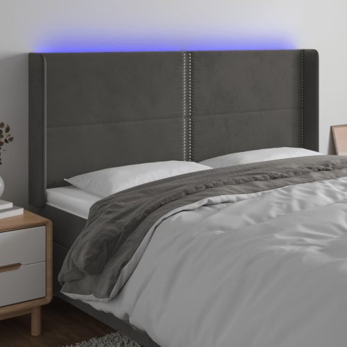 vidaXL sötétszürke bársony LED-es fejtámla 183x16x118/128 cm