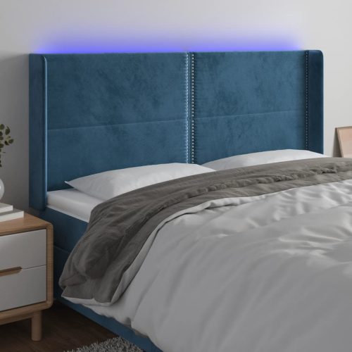 vidaXL sötétkék bársony LED-es fejtámla 203x16x118/128 cm