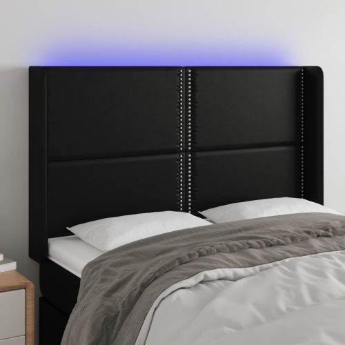 vidaXL fekete műbőr LED-es fejtámla 147x16x118/128 cm