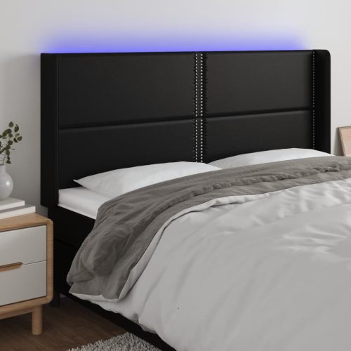 vidaXL fekete műbőr LED-es fejtámla 163x16x118/128 cm