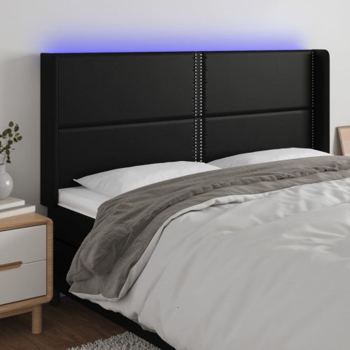 vidaXL fekete műbőr LED-es fejtámla 183x16x118/128 cm