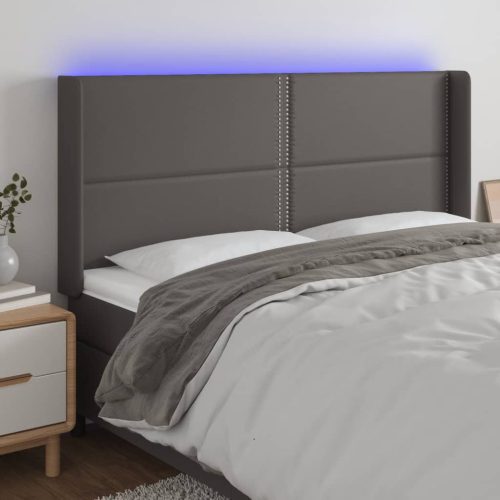 vidaXL szürke műbőr LED-es fejtámla 203x16x118/128 cm