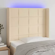   vidaXL krémszínű szövet LED-es fejtámla 83x16x118/128 cm