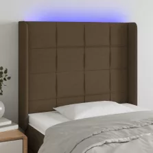   vidaXL sötétbarna szövet LED-es fejtámla 103x16x118/128 cm