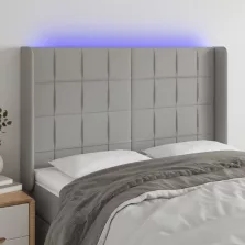   vidaXL világosszürke szövet LED-es fejtámla 147x16x118/128 cm