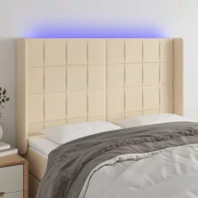   vidaXL krémszínű szövet LED-es fejtámla 147x16x118/128 cm