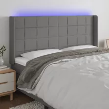   vidaXL sötétszürke szövet LED-es fejtámla 203x16x118/128 cm