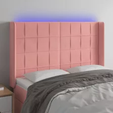   vidaXL rózsaszín bársony LED-es fejtámla 147x16x118/128 cm