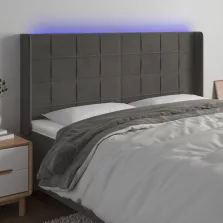   vidaXL sötétszürke bársony LED-es fejtámla 183x16x118/128 cm
