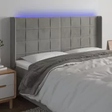   vidaXL világosszürke bársony LED-es fejtámla 203x16x118/128 cm