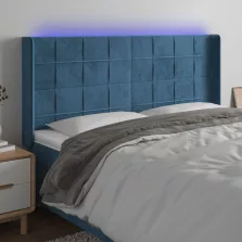   vidaXL sötétkék bársony LED-es fejtámla 203x16x118/128 cm