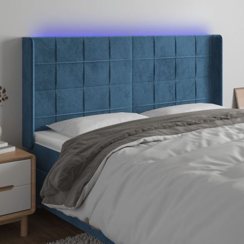 vidaXL sötétkék bársony LED-es fejtámla 203x16x118/128 cm