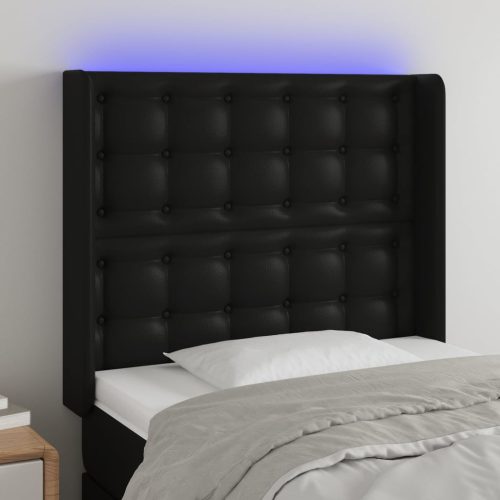 vidaXL fekete műbőr LED-es fejtámla 83x16x118/128 cm