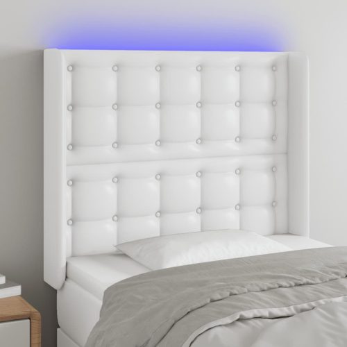 vidaXL fehér műbőr LED-es fejtámla 83x16x118/128 cm