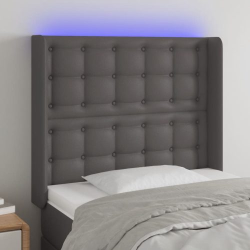 vidaXL szürke műbőr LED-es fejtámla 83x16x118/128 cm