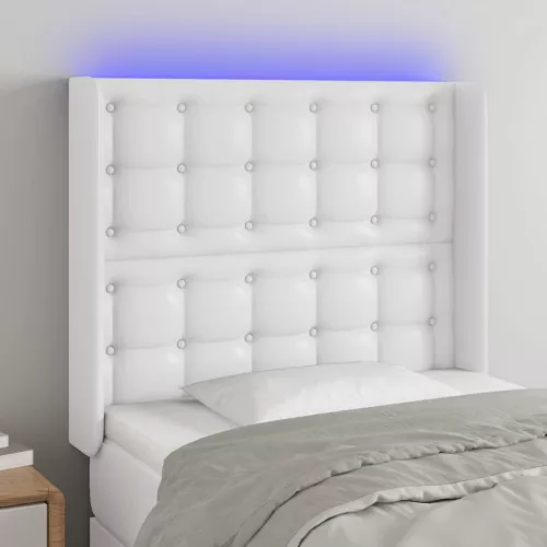 vidaXL fehér műbőr LED-es fejtámla 93x16x118/128 cm