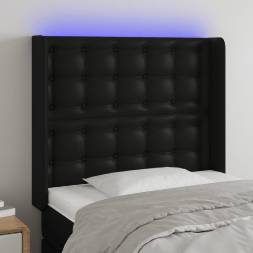 vidaXL fekete műbőr LED-es fejtámla 103x16x118/128 cm