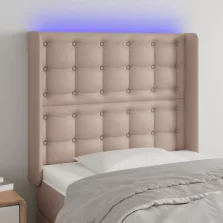 vidaXL cappuccino műbőr LED-es fejtámla 103x16x118/128 cm