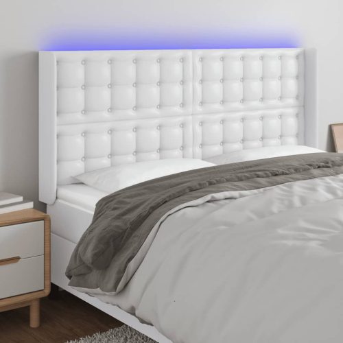 vidaXL fehér műbőr LED-es fejtámla 147x16x118/128 cm