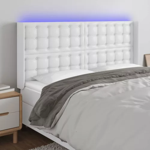 vidaXL fehér műbőr LED-es fejtámla 147x16x118/128 cm