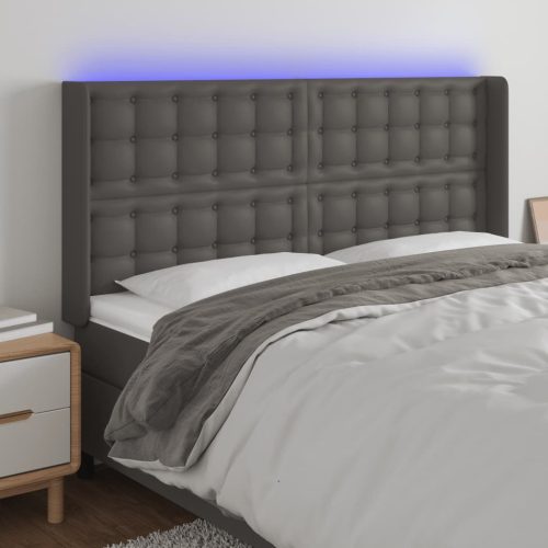 vidaXL szürke műbőr LED-es fejtámla 147x16x118/128 cm