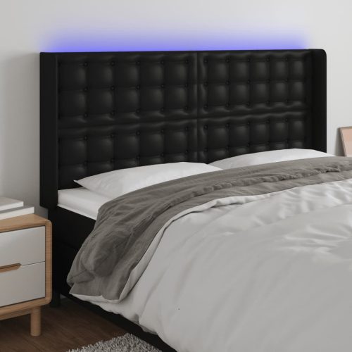 vidaXL fekete műbőr LED-es fejtámla 163x16x118/128 cm